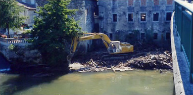 Clearing of debris after flood