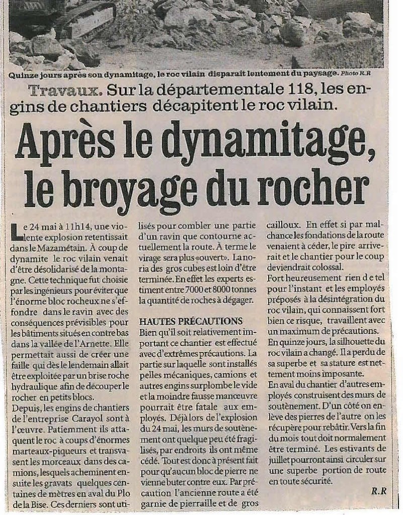 Dynamitage du Rocvilain