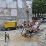 Micropile drilling in urban area