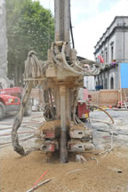 Hydraulic drill is set to install ground anchors