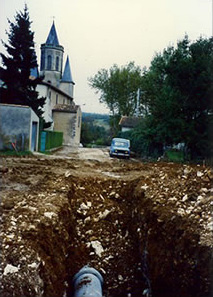 Blasting for sanitation trench