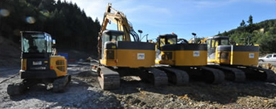 Three 25-ton excavators and one 5-ton excavator