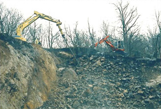 Hillside stabilization with spider excavator