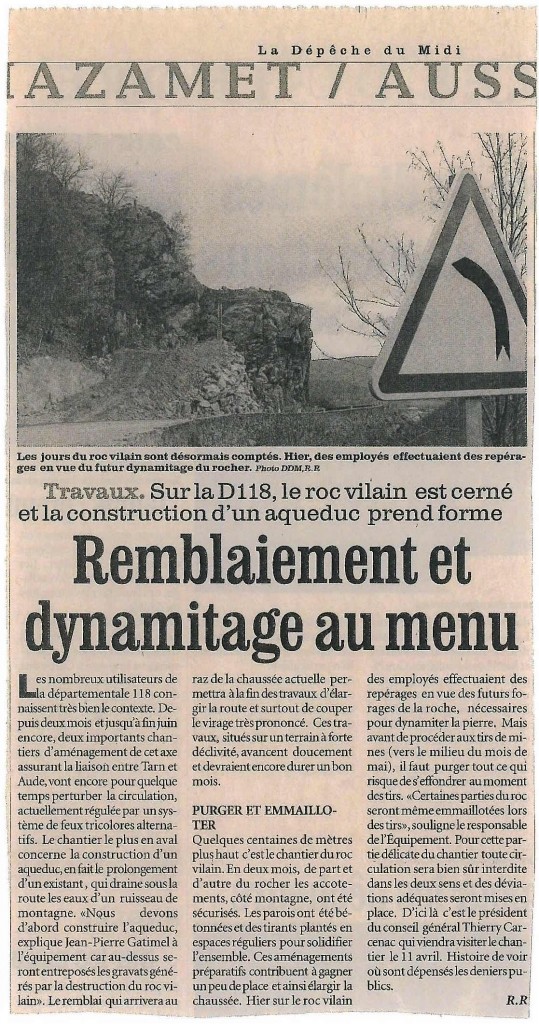 remblaiement et dynamitage du rocvilain