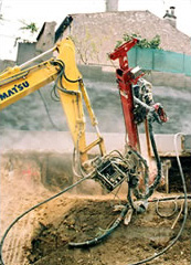 Hydraulic unit mounted on excavator arm