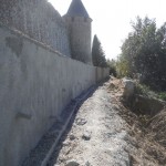Cité de Carcassonne - Paroi clouée sur le talus aval des remparts 